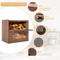 Boîte à pain pour planche à découper de comptoir de cuisine et couteau à pain en acier inoxydable étagère entièrement réglable