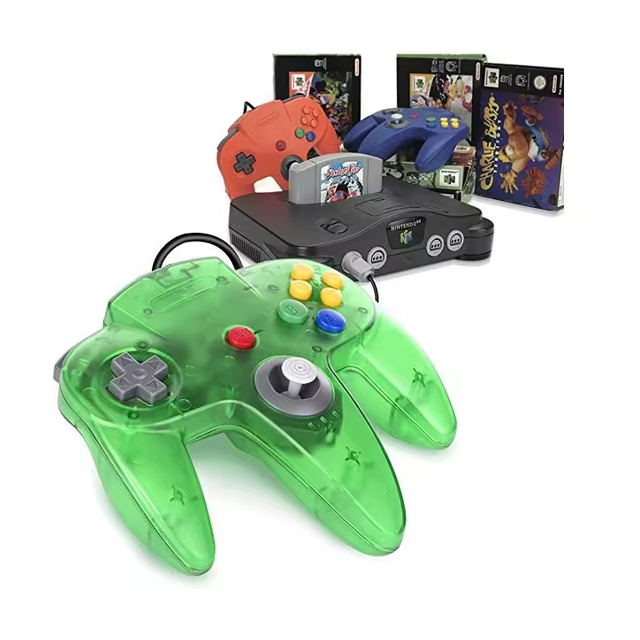 Transparent Shell Wired Controller with Vibration Motor for 64 Gamepad and Mac Computers