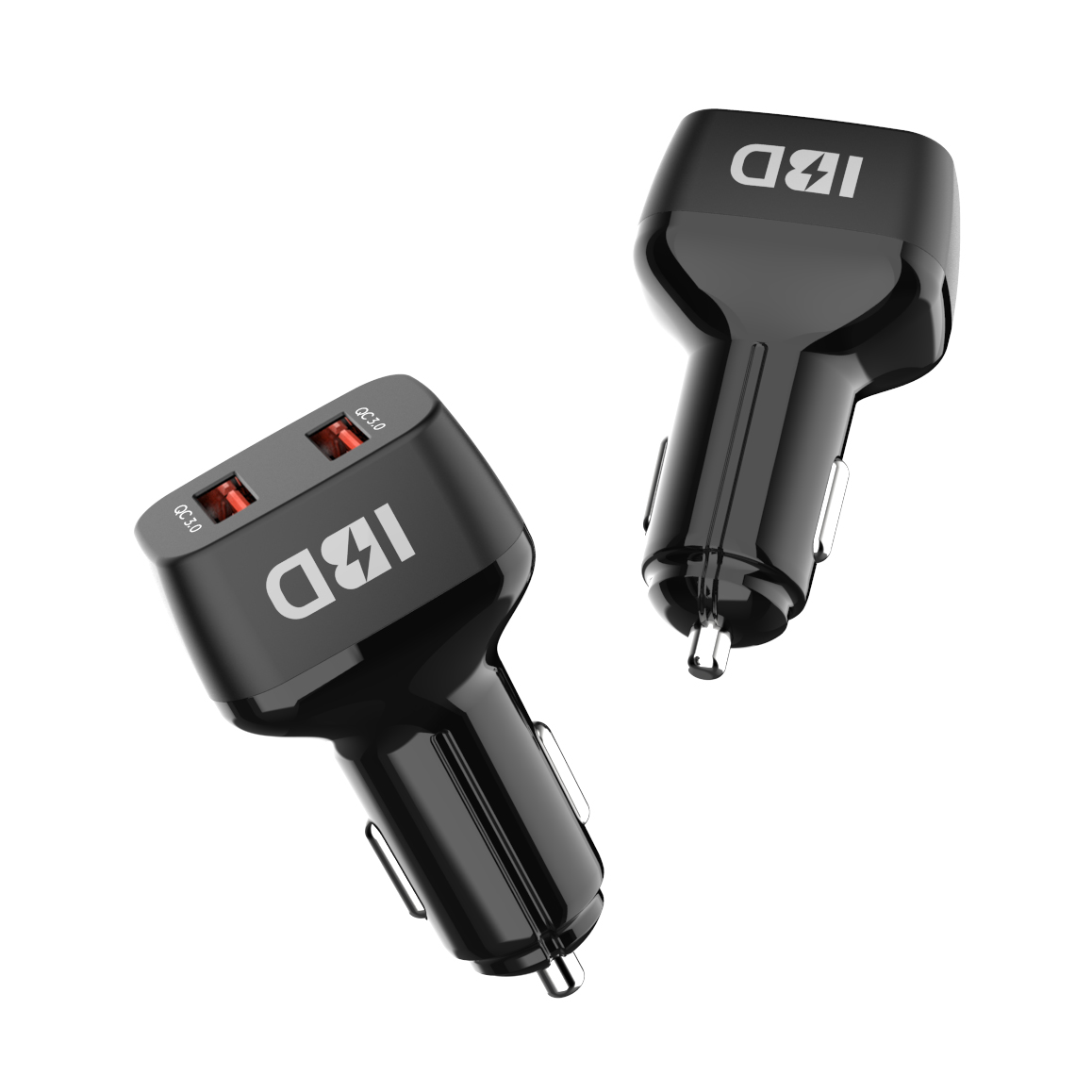 IBD Double QC 18W Fast Car Charger 36W Max Quick Charging PD Material Car Chargers Built In Blue LED US KC