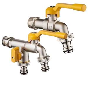 बगीचे नली मोटी पूर्ण तांबे के घरेलू डबल आउटलेट वाशिंग मशीन आउटडोर पानी नोजल ठंडा और गर्म पानी के नल - Product Image 6