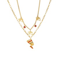 Collar de la Reina Egipcia Nefertiti Chapado en Oro de 18K, Acero Inoxidable, Resistente al Agua y al Deslustre, con Dijes de Ojo de Horus