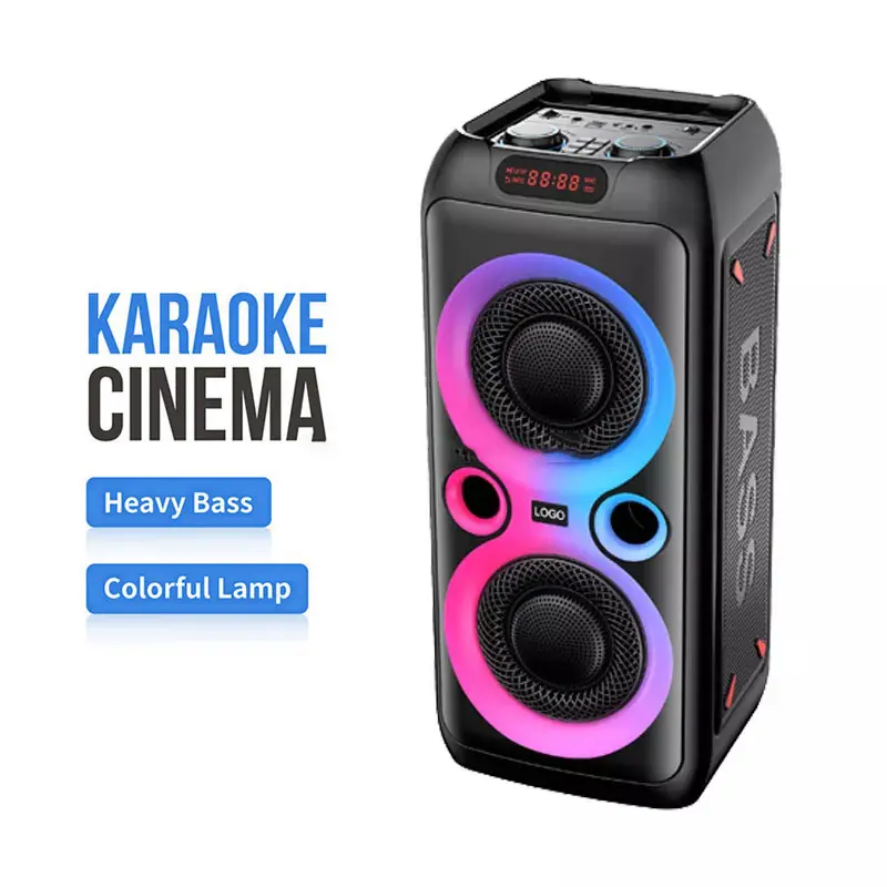 TTD2809 Speaker sistem Home Theater 20W profesional Speaker 8 inci Smart Woofer Super pesta luar ruangan lampu LED nirkabel Speaker Karaoke