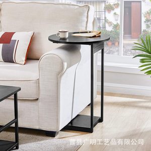 Wood Coffee <b>Table</b> <b>Round</b> <b>Black</b> Caramel Color Modern Minimalist Nordic Style Living Room Sofa <b>Side</b> <b>Table</b> - Product Image 4