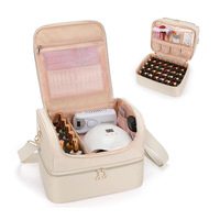 Sac de rangement pour vernis à ongles personnalisé, vente en gros d'usine, capacité de 45 flacons et lampe à ongles, organisateur de maquillage portable à bandoulière