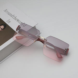 แว่นกันแดดไร้กรอบสำหรับผู้หญิง รุ่น TikTok Trend เลนส์ PC ป้องกันรังสียูวี 400 สีชมพู รุ่น 624 - Product Image 5