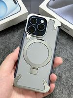 Casing ponsel kualitas tinggi bingkai Aloi Aluminium penutup belakang Pc dengan 4 sudut tahan benturan casing ponsel magnetik untuk Iphone 15 Pro