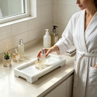 Plateau rectangulaire en résine marbrée blanche, idéal pour le rangement sur comptoir de salle de bain d'hôtel, pour l'organisation de cosmétiques et de bijoux - Vente chaude