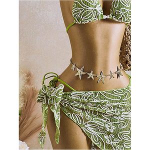 FOXA Women's 3 Piece Textured Floral <b>Bikini</b> <b>Set</b> With Cover Up Skirt Halter Triangle <b>String</b> Thong Swimwear - Product Image 5