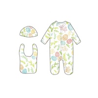 Conjuntos de Ropa de Pascua para Bebés Recién Nacidos 2026, Juego de 3 Piezas: Mameluco, Gorro y Baberos para Bebé, Body para Recién Nacido
