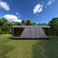 Maison-capsule portable d'extérieur entièrement en aluminium, alimentée à l'énergie solaire, design moderne pour hôtel, appartement, bureau, cuisine, salon