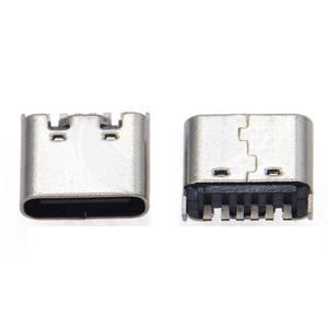 Connecteur femelle USB 3.1 Type-C 6 broches, corps court 6,5 mm 6,8 mm, montage vertical SMT avec 2 broches de fixation, port USB C à profil bas - Product Image 4
