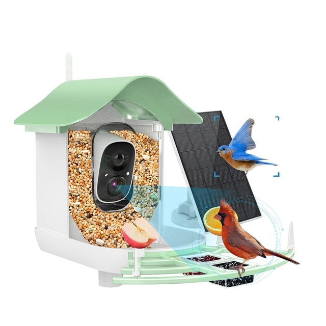 Outdoor Waterproof House-Shaped Plastic Eco-Friendly Smart Bird Feeder with HD Camera for Bird Watching