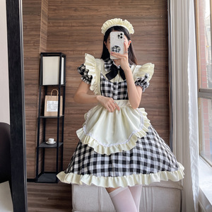 Lolita Maid Outfit Red Checkered Plus Size Cosplay Costume Anime Role Play Dress Summer 2022 - Product Image 4