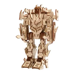 2023 vendita calda taglio Laser divertente legno colore originale 3D legno Robot forme Puzzle per bambini adulti gioco