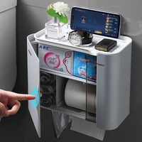 Distributeur de papier toilette mural sans perçage, étanche, support de rangement moderne multifonctionnel pour boîte à mouchoirs