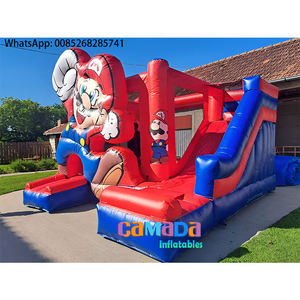 Château gonflable Mario avec toboggan, 17 pieds, capacité 500 kg, 3 à 10 passagers, couleur et taille personnalisables, souffleur d'air inclus - Product Image 1
