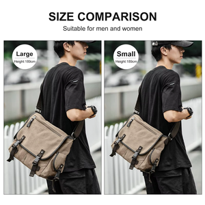 Canvas <strong>Messenger</strong> Bag <strong>with</strong> Adjustable <strong>Shoulder</strong> <strong>Strap</strong> and Multiple Pockets for Daily Work and Travel Use - Product Image 4