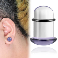 Evorte Nouveaux bouchons d'oreille en verre violet chaud Tunnels évasés simples avec joint torique noir Bouchons d'étirement Expander Body Piercing Jewelry