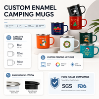 Mug émaillé robuste pour l'extérieur, avec bord en acier inoxydable, résistant aux hautes températures, avec décalcomanie sur émail, personnalisable, léger, pour café de Noël