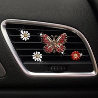 Y-1117 Diffuseur de parfum pour voiture, papillon en strass, clip décoratif pour grille d'aération, aromathérapie
