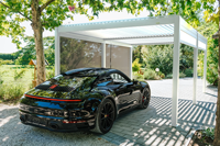 DEEZON Auvent de jardin extérieur Auvent automatique Toit à persiennes rétractable électrique motorisé Pergola en aluminium