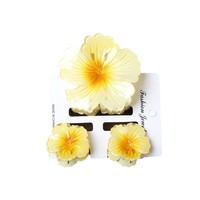 Jepit Rambut Plastik Baru Gaya Retro Eropa Amerika Motif Bunga Frangipani Warna-warni untuk Wanita, Jepit Setengah Kepala Model Gigi Hiu