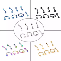 Gaby Ensemble de bijoux de piercing en titane G23 ASTM F136 pour femme, comprenant des piercings de septum, des boucles d'oreilles pour cartilage, des croix et des labrets