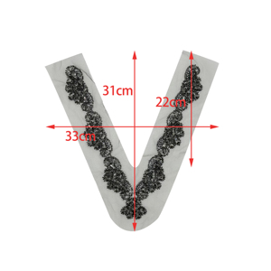 Bán buôn Bạc Rhinestone V cổ đính, sang trọng pha lê đính cườm ren cổ áo <span class=keywords><strong>TRIM</strong></span> cho buổi tối ăn mặc, áo choàng, trang phục trang trí - Product Image 6