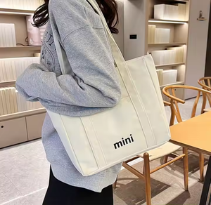 Bolsa de Mano Económica Pequeña de Lona de Algodón de 12 oz para Estudiantes, Bolsa de Hombro para Tutoría, Bolsa de Compras - Product Image 3