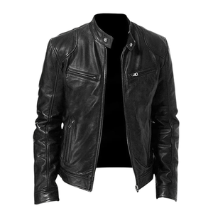 Chaqueta de Cuero Genuino Premium para Hombre, Estilo Motero Clásico, Ropa Exterior para Motocicleta con Cierre de Cremallera, Diseño Personalizado, Venta al Por Mayor - Product Image 4