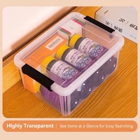 Bacs de rangement en plastique NFS noirs avec fermoir à boucle, empilables, transparents, pour la maison, le garde-manger, le bureau, la salle de classe