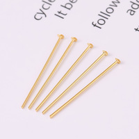 Épingles à tête en laiton plaqué or véritable 18 carats, épingles à œil, épingles en T, épingles en forme de 9, en vrac, inaltérables, pour la fabrication de bijoux DIY