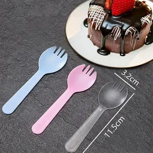 Ice Cream Dessert Small Spoon Disposable Mini Colorful Fork Spoon