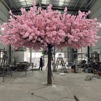 Pohon Bunga Sakura Sutra Putih Besar Buatan, Pohon Bunga Pink Artifisial untuk Dekorasi Meja Pernikahan Dalam Ruangan