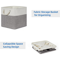 Panier à linge pliable en lin, bac de rangement cubique tressé bicolore, organisateur de vêtements et de jouets pour la maison et le placard