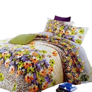 100% Polyester Sunflower designs silk 3d bed linen bedding setfor India Market