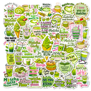 56 autocollants mignons sur le thème du matcha vert - Phrases amusantes sur le thé et les desserts, en <span class=keywords><strong>vinyle</strong></span> imperméable, inspirants pour le journal intime et la décoration DIY - Product Image 1