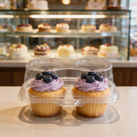 Scatola Trasparente per Pasticcini e Muffin con Vari Scomparti in PET Riciclato di Alta Qualità con Chiusura Sicura per Confezionamento