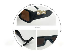 نظارات شمسية أنيقة جديدة لعام 2026 بتصميم أوروبي للنساء والرجال، إطار مستطيل صغير بشكل رأس الفهد، عدسة واحدة بحماية UV400، بيع بالجملة من المصنع - Product Image 5