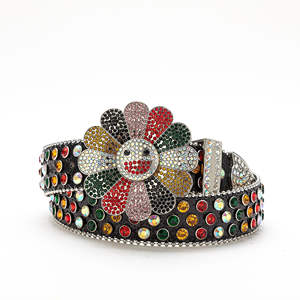 Cinturón Vaquero Personalizado con Pedrería, Estilo Hip-hop, para Hombre y Mujer, Cinturón de Cuero con Cristales y Tachuelas, Cinturón de Diamantes BB Simon - Product Image 4