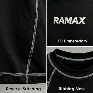 เสื้อยืดโอเวอร์ไซส์ทรงบ็อกซี่สำหรับผู้ชาย RAMAX ผ้าฝ้าย 280GSM แขนสั้น คอกลม สไตล์ลำลอง สตรีทแวร์ รับสกรีนโลโก้ - Product Image 2