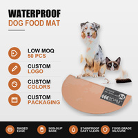Tapis d'alimentation pour chien en silicone, imperméable et antidérapant, avec rebord surélevé, plateau profond 21x10,5 pouces pour chiens et chats, couleur terre cuite