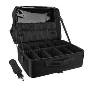 Black Luxury Professional Travel <b>Makeup</b> <b>Case</b> Large Waterproof Cosmetic Organizer for Women Portable Cosmetic Storage Bag - Product Image 1