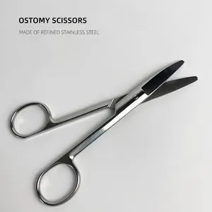Ovand022 Medical Consumables Stainless Steel Curved Scissors Ostomy Scissors For Colostomy Bag Surgical Stoma Scissors