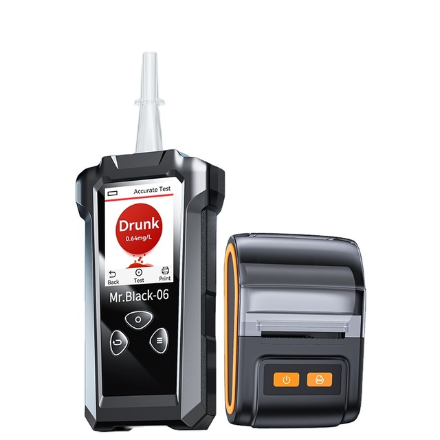 2026 Alcohol Tester with 11 Import Fuel Cell Sensor Portable Design Breath Meter Breath Alcohol Testers Mr Black 06 with Print