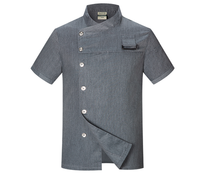 Vêtements de travail de chef Qualité supérieure Unisexe Restaurant Vêtements de travail à manches courtes Polyester Coton Chef Uniforme avec tablier et veste