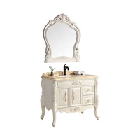 Coiffeuse de salle de bain moderne et antique en PVC à double porte sur pied Coiffeuse de salle de bain avec lavabo Miroir de salle de bain pour hôtel