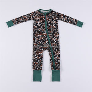 Benutzer definierte Hot Sale Bambus Stoff Langarm Baby Unisex Zippy Pyjamas Abdeckung Hand und Füße Stram pler - Product Image 3