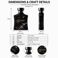 Flacon de parfum en verre noir mat effet éclaboussures, rectangulaire, de luxe, avec emballage personnalisé disponible