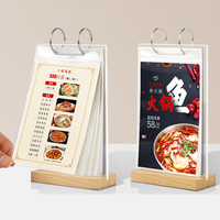 Vente en gros, support de prix de Menu de Table en acrylique A4, support d'affichage de carte avec anneau en métal tournant la page